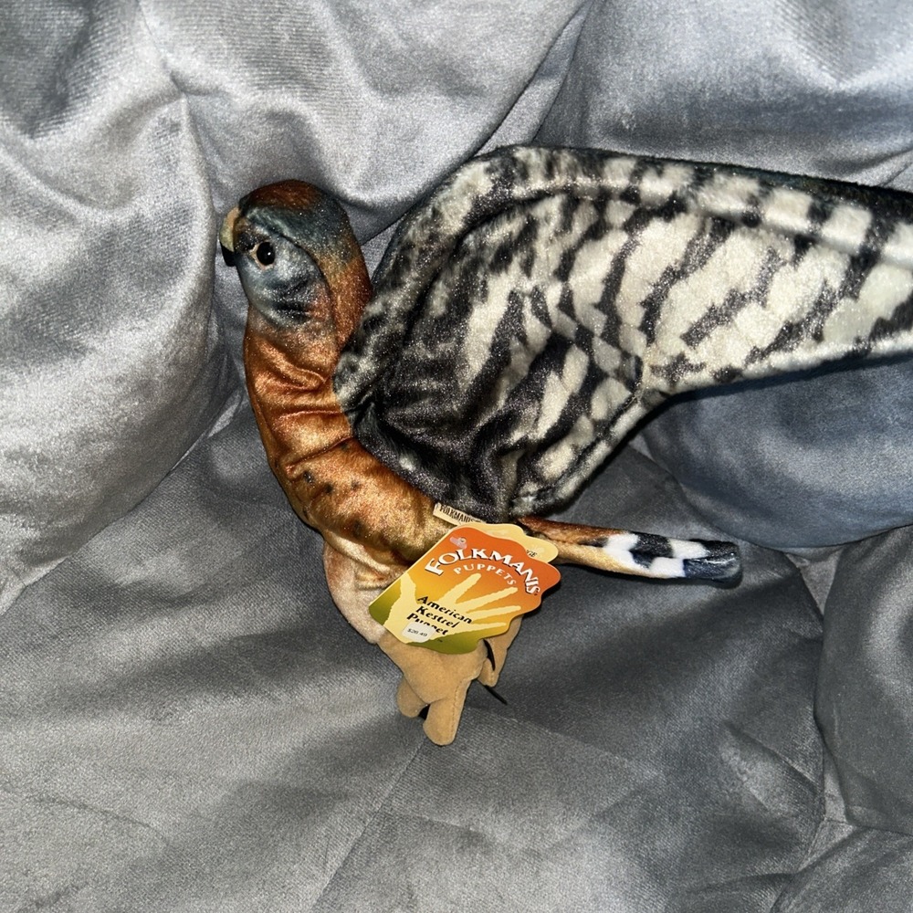 Folkmanis Hand Puppet American Kestrel Falcon Hawk Bird Wingspan Stuffed Animal